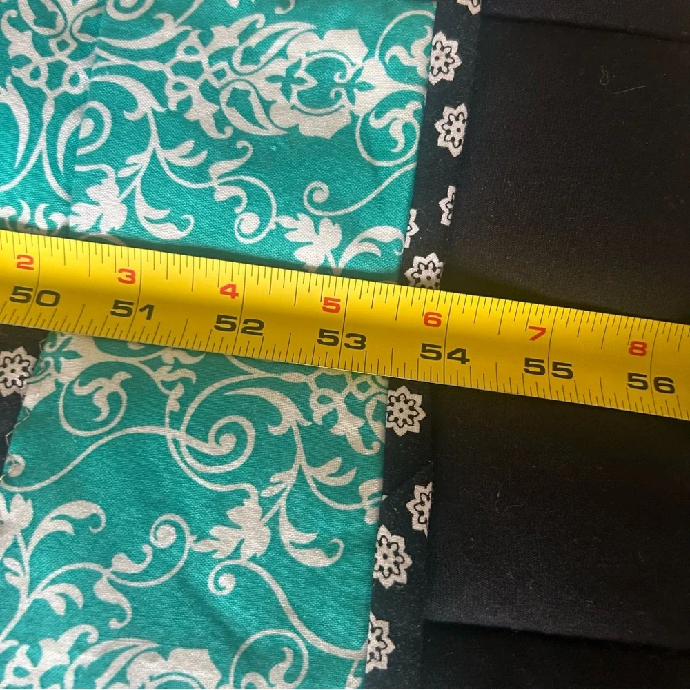 Patchwork Quilt with Teal and Black Accents #0825258